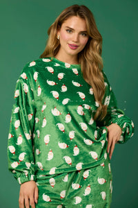 2024 Casual Flannel Pajama Sets For Women 2 Piece Cute Long Sleeve Matching Lounge Shirts Sets Santa Claus Pajamas Homewear