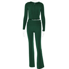 Load image into Gallery viewer, Hoodie Suit Women Leisure Sexy Zip Long Sleeve Sweater And High Waist Long Pants Set
