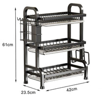 Cargar imagen en el visor de la galería, 3 Tier Dish Drainer Rack With Drip Tray Cutlery Holder Plate Rack Kitchen Sink
