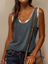 Load image into Gallery viewer, Block Edge Decor Casual Tank Top
