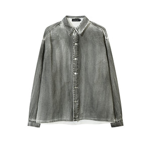 Heavy Industry Distressed Dirty Denim Shirt For Men