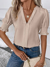 Load image into Gallery viewer, Notched Short Sleeve Blouse
