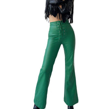 Load image into Gallery viewer, Women&#39;s Leather High Waist Stretch Metal Hole Lace-up Pants
