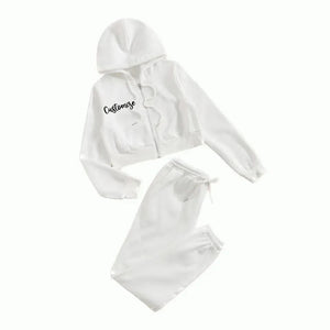 Zipper Sweater Wide-leg Pants Sports Suit