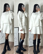 Load image into Gallery viewer, Sweater Skirt Sets For Women 2 Pieces Knit Casual Versatile Long Sleeve Pullover Elegant Solid High Waist Mini Skirt Outfit
