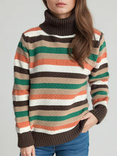 Load image into Gallery viewer, Contrast Stripes Turtleneck Long Sleeve Sweater
