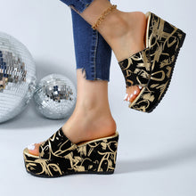 Load image into Gallery viewer, Round Toe Wedge Printed Slippers

