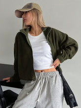 Cargar imagen en el visor de la galería, Honey Zip Up Long Sleeve Cropped Jacket
