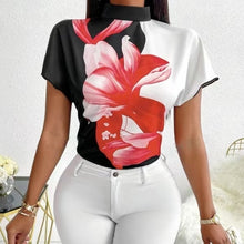 Load image into Gallery viewer, Women&#39;s New Small Stand Up Collar Loose Fit Comfortable And Elegant Temperament Floral Print Top
