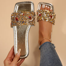 Cargar imagen en el visor de la galería, Women&#39;s Slippers Fashion Rhinestone Sequins Flat One-word Casual Cool
