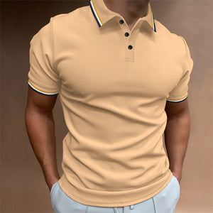 Camiseta tipo polo ajustada con rayas acanaladas para hombre