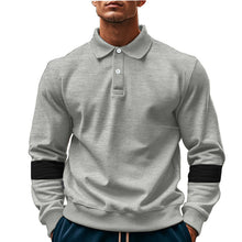 Cargar imagen en el visor de la galería, Fashion Long-sleeved Lapel Polo Shirt With Button Men&#39;s Loose Casual Sports Top Fall Spring Clothing
