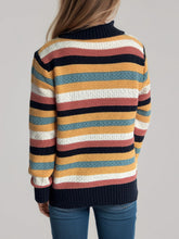 Load image into Gallery viewer, Contrast Stripes Turtleneck Long Sleeve Sweater
