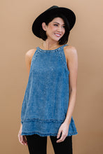 Load image into Gallery viewer, Doe &amp; Rae Forever Young Mineral Wash Denim Sleeveless Top
