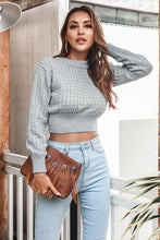 Load image into Gallery viewer, Round Neck Long Sleeve Cropped Sweater
