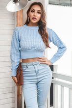 Load image into Gallery viewer, Round Neck Long Sleeve Cropped Sweater
