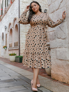 Plus Size Terrazzo Tie Waist Midi Dress