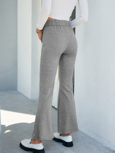 Heathered Slit Ankle Flare Pants