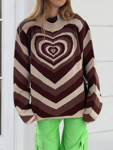 Heart Mock Neck Long Sleeve Sweater