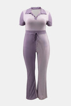 Load image into Gallery viewer, Plus Size Two-Tone Ribbed Top and Drawstring Pants Set
