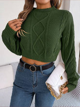 Load image into Gallery viewer, Cable-Knit Round Neck Cropped Sweater
