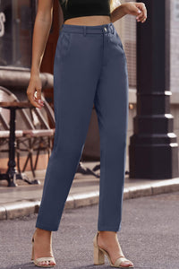 Ankle-Length Straight Leg Pants with Pockets