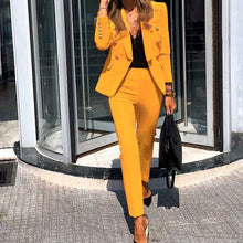 Load image into Gallery viewer, Solid Color Blazer Jacket and Long Pants Two-piece Set
