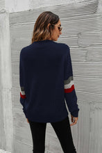 Load image into Gallery viewer, Feeling You Best Striped Cable-Knit Round Neck Sweater
