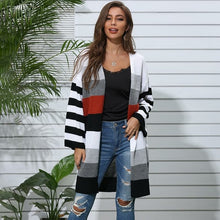 Load image into Gallery viewer, Patchwork Striped Long Sweater Coat
