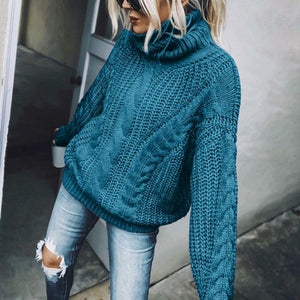 high neck knitted sweater