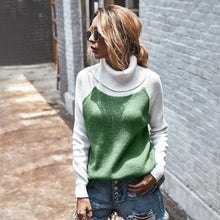 Load image into Gallery viewer, High Neck Two-Tone Color Pullover Sweater
