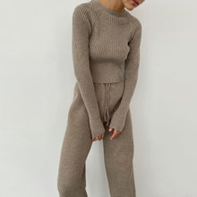 Load image into Gallery viewer, Ribbed Lace up Knitted Two Piece Set
