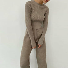 Load image into Gallery viewer, Ribbed Lace up Knitted Two Piece Set
