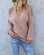 Load image into Gallery viewer, Halter Off Sholder Solid Color Pullover Sweater
