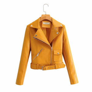 Pu Leather Long Sleeve Autumn Winter Street Jacket Coat