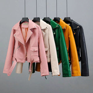 Pu Leather Long Sleeve Autumn Winter Street Jacket Coat