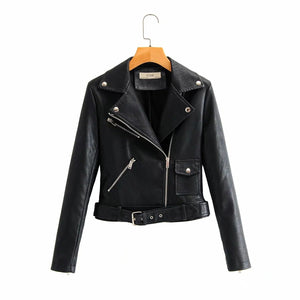 Pu Leather Long Sleeve Autumn Winter Street Jacket Coat