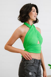 Glam À La Mode Tie-Back Halter Crop Top