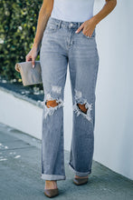 Load image into Gallery viewer, Distressed Straight Leg High Waist Jeans
