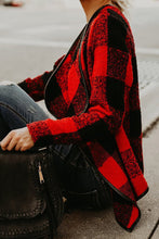 Load image into Gallery viewer, Women&#39;s Plaid Long Sleeve Asymmetric Collar Open Front Coat
