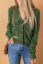 Load image into Gallery viewer, Mixed Knit Button Down Cardigan with Pockets
