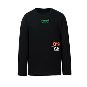 Men's fashion print embroidery long sleeve T shirt BlackCF10020