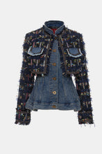 Load image into Gallery viewer, GAWQO Fringe Detail Cropped Jacket and Denim Vest Set
