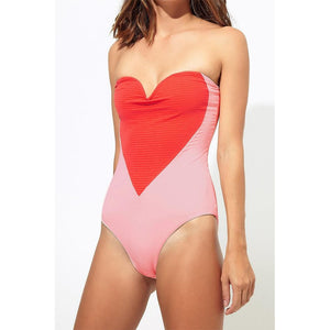 Traje de baño de una pieza para mujer con estampado de corazones 