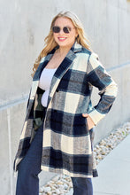 Load image into Gallery viewer, Double Take Full Size Plaid Button Up Lapel Collar Coat
