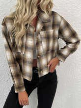 Load image into Gallery viewer, Plaid Button-Up Dropped Shoulder Shacket
