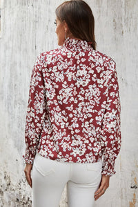 Floral Smocked Frill Neck Blouse