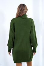 Load image into Gallery viewer, Openwork Turtleneck Long Sleeve Sweater Dress
