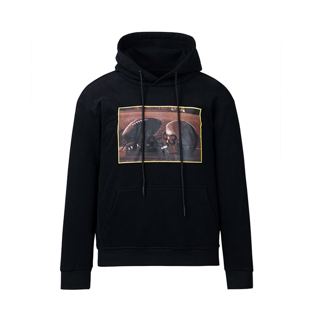 Men's rugby print hoodie BlackCF10004