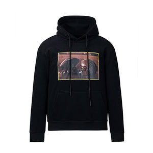 Men's rugby print hoodie BlackCF10004